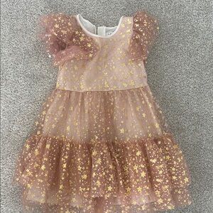 Starry Tulle Dress with Gold Accents